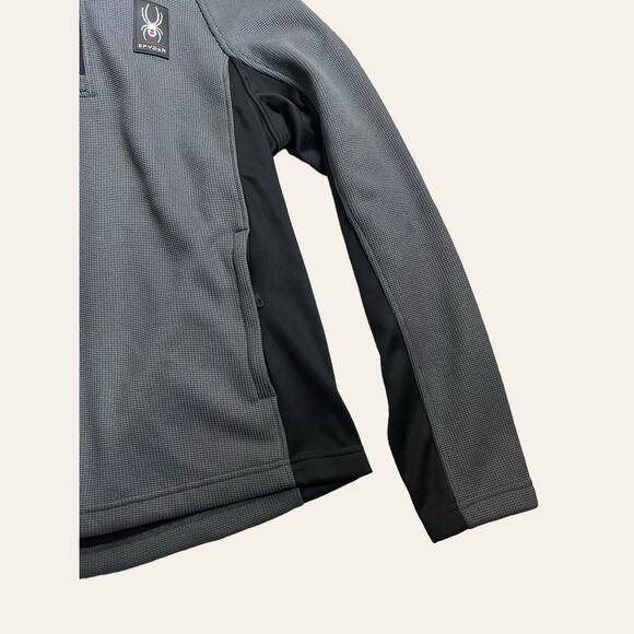 Spyder Men’s Half Zip Hooded Pullover Jacket in Polar Gray Black Size M - Picture 3 of 8